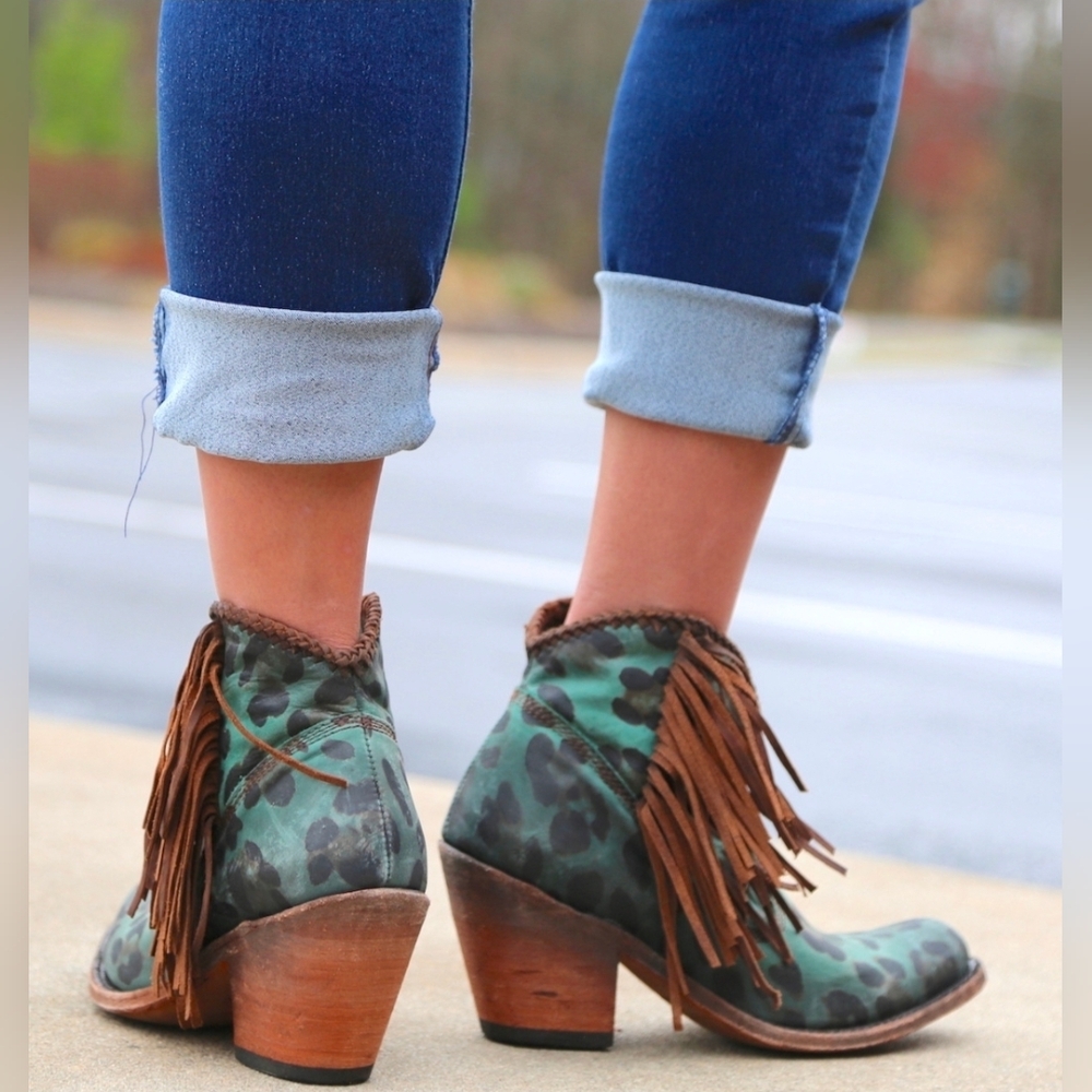 Liberty Black Chita Turquesa Ankle Boot Handmade In Mexico Western Festival Boho - Picture 4 of 16